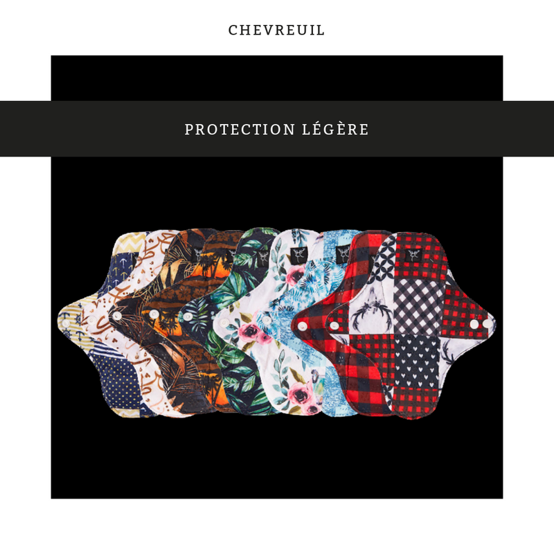Chevreuil | Serviettes hygiéniques avec fleurs de silicone | Protection légère