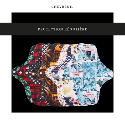 Chevreuil | Serviettes hygiéniques avec fleurs de silicone | Protection régulière