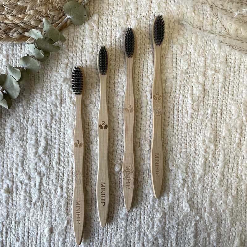 MINIHIP ∣ Bamboo Toothbrushes Set (4)