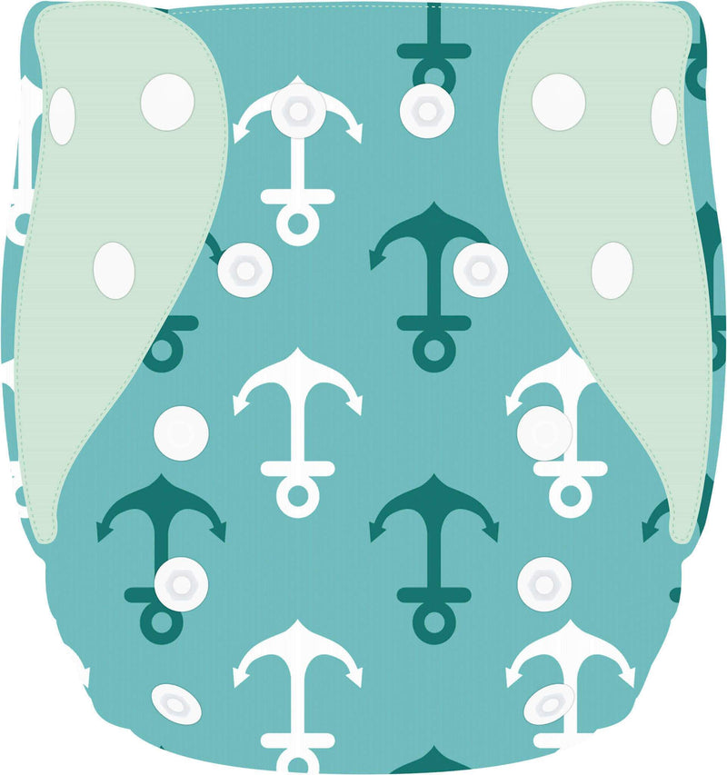 ELF ∣ All-in-One Diaper ∣ NEWBORN size (8-20 lb) ∣ Turquoise Anchor